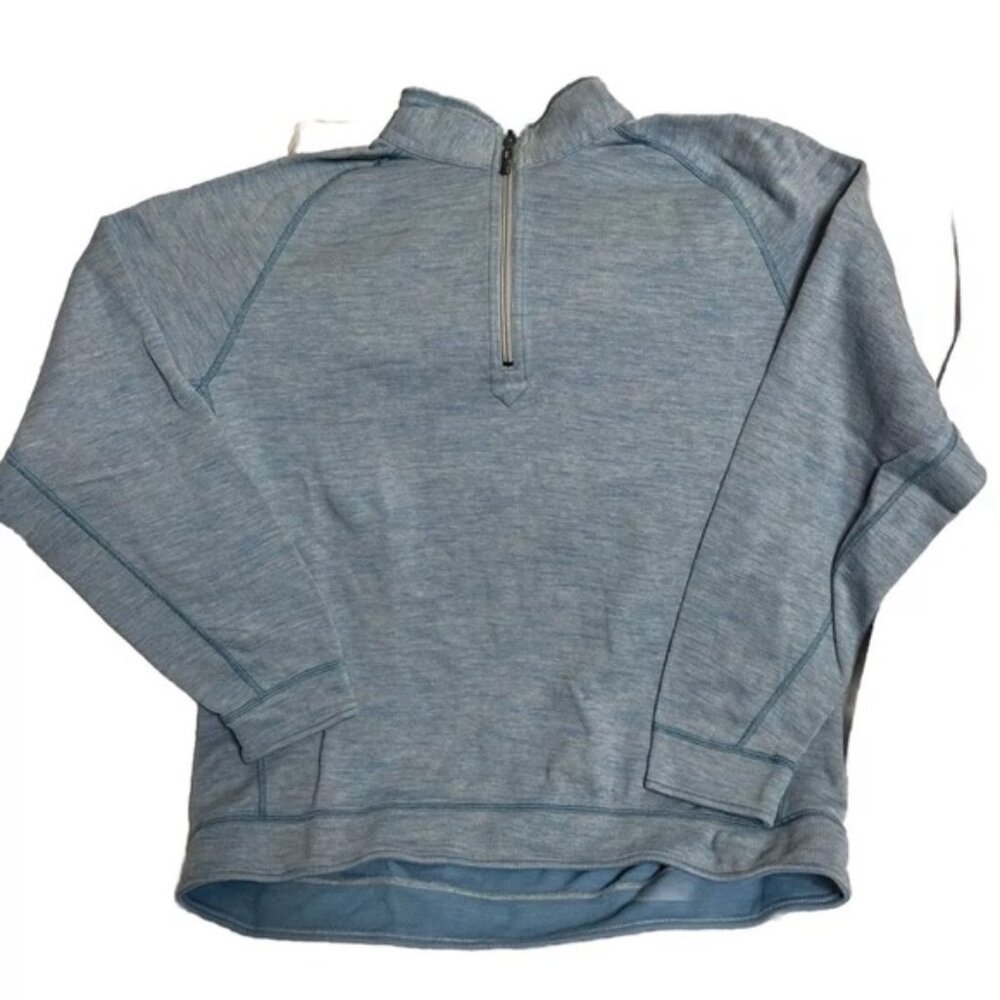 Tommy bahama Sweater Mens XL Blue Reversible Quarter Zip Pullover Golf EUC